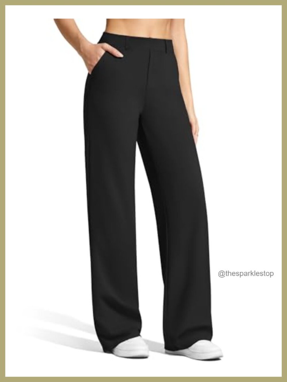 Wide Leg Dress Pants High Rise Pull On Stretch Wicking Slacks Work